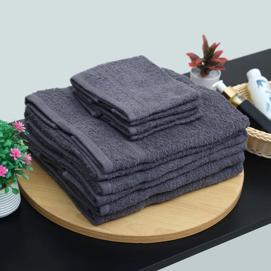 Charcoal Pack of 4 Luxury Cotton Towels- 2 Hand Towels & 2 Bath Towels