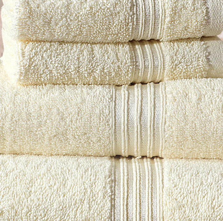 Cream Silky Frill Ultra Luxury 100% Egyptian Cotton Towels - Pack of 4 | Mifa Hub