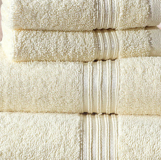 Cream Silky Frill Ultra Luxury 100% Egyptian Cotton Towels - Pack of 4 | Mifa Hub